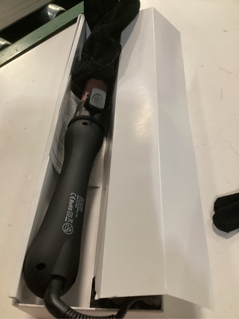 Condition photo showing As Is for New Version Lanvier Rotating Curling Iron 1.25 Inch Automatic Curling Wand for Waves; Tourmaline Ceramic Self Curler with 2 Rotating Speed, 11 Adjustable Temperature & Dual Voltage for Worldwide Use 1.25 Inch Rose Gold