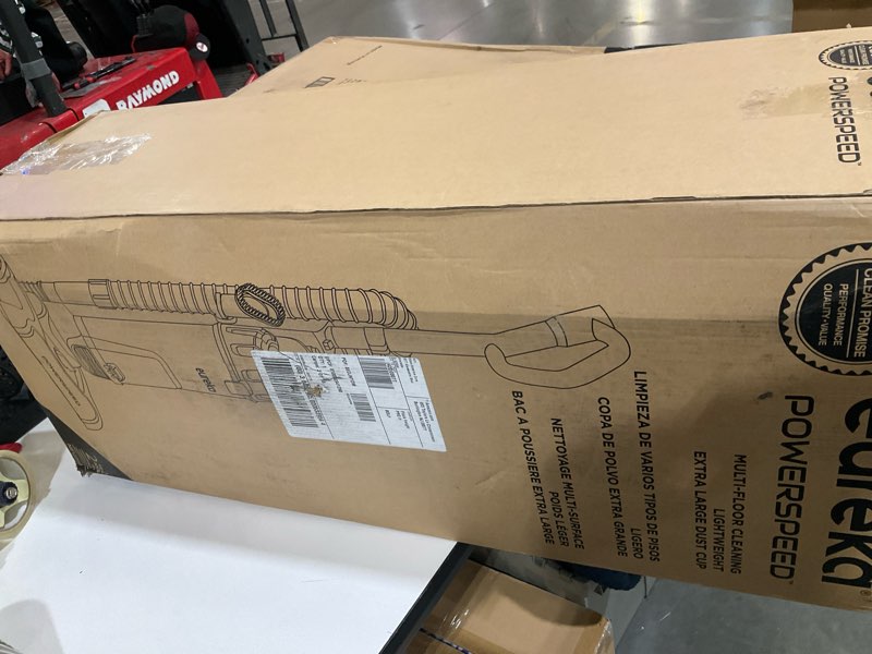 Condition photo showing As Is for eureka lightweight powerful upright vacuum cleaner for carpet and hard floor, powerspeed, new model,blue,black/new model