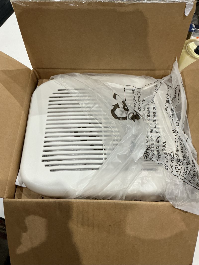 Condition photo showing As Is for utilitech ventilation fan 1.5-sone 100-cfm white bathroom fan, energy star