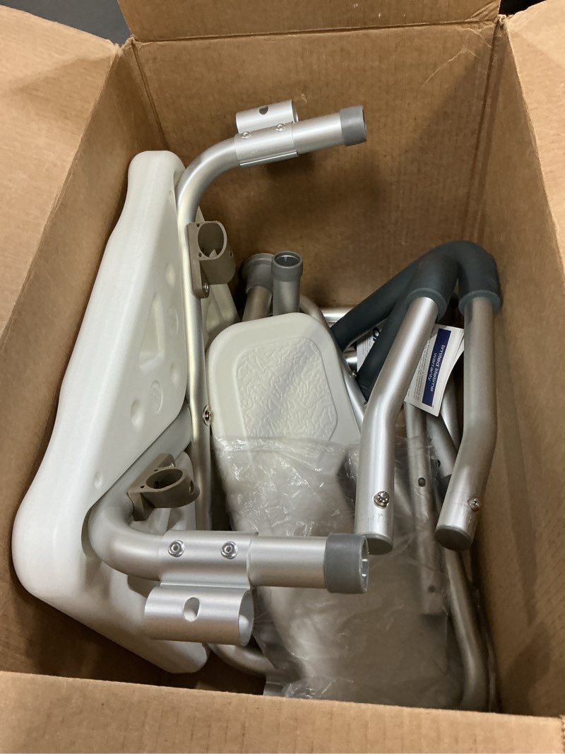 Condition photo showing As Is for Bath SafetyBenches/Stools Product Description: KD Bath Bench w/Back & Padded Arm,1/ea