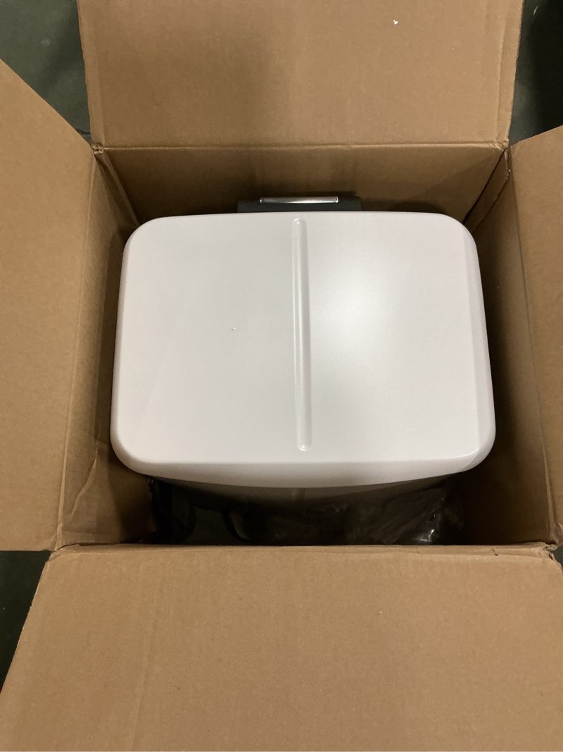 Condition photo showing Good Condition for happimess HPM1005C Marco Rectangular 10.5-Gallon Double Bucket Garbage Can with Soft-Close Lid, White