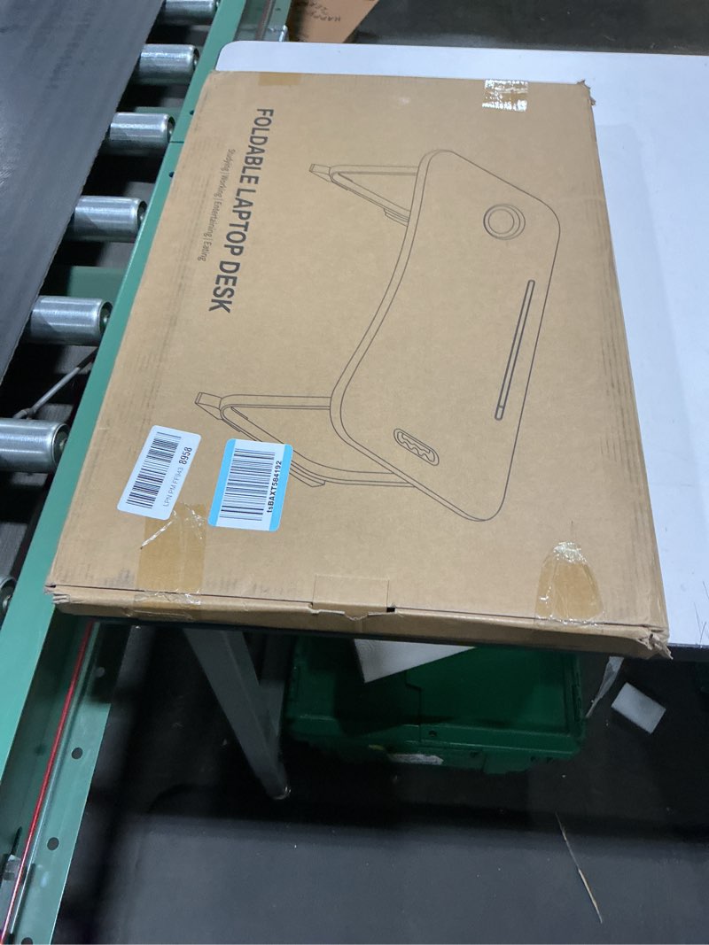 Condition photo showing New/Like New for Laptop Bed Desk, Foldable Lap Desk, Portable Lap Table, Laptop Stand with Cup Holder & Tablet Slot & Lifting Handle for Working Writing Drawing & Eating - Black