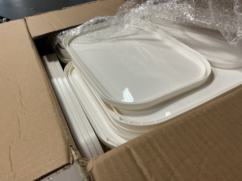 Condition photo showing Good Condition for 16 pack plastic storage bins with lids stackable classroom organization bins 4 size combination craft organizers for home office, organize craft shoes tools snacks(white)