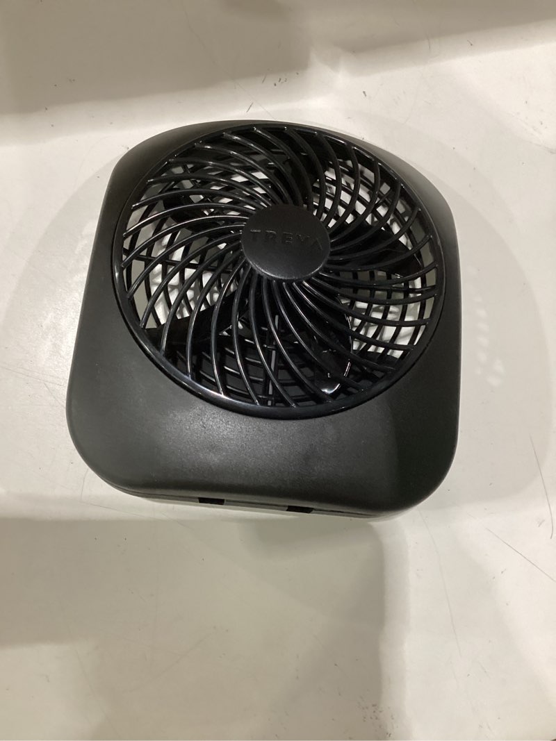 Condition photo showing As Is for o2cool treva 5 in portable battery powered desk fan 2-speed black | yes black 1 unit