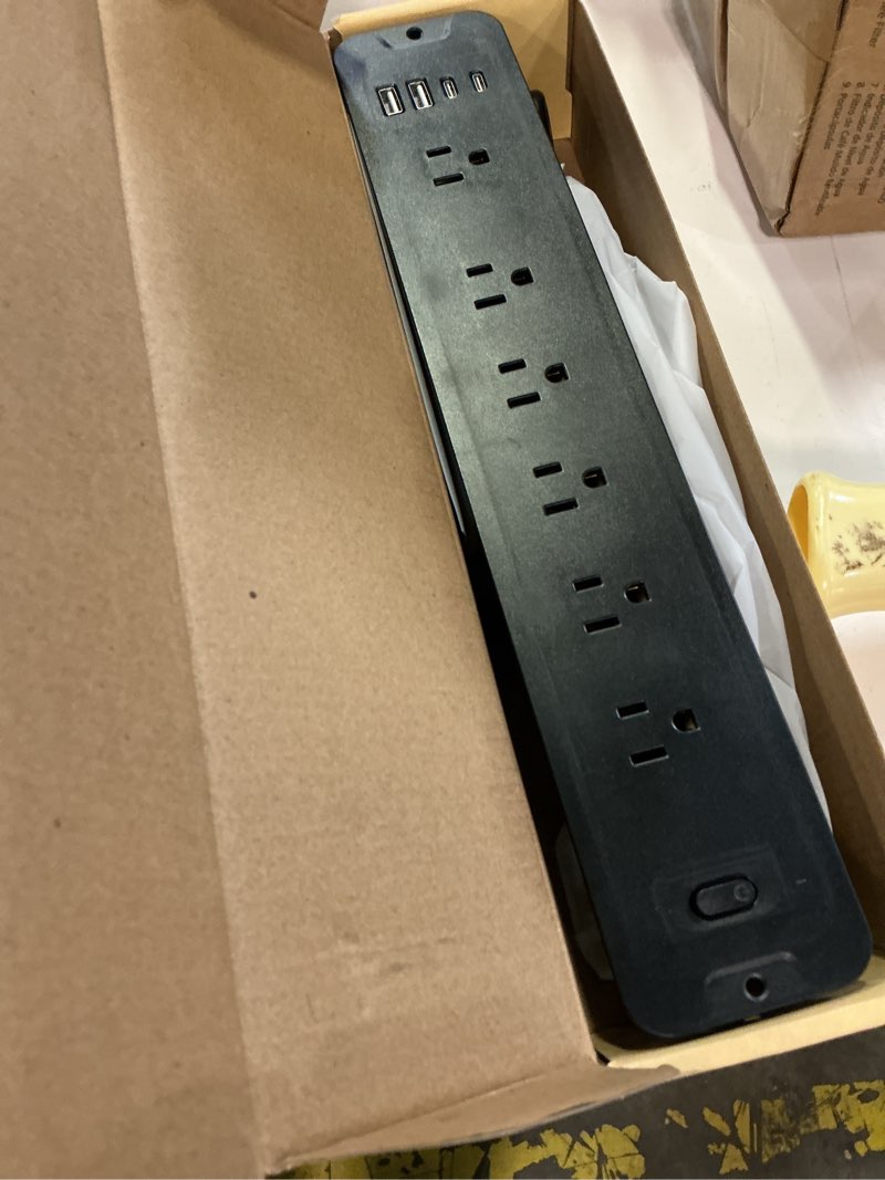 Condition photo showing As Is for recessed power strip, flush mount power strip with usb ports, pd 20w usb c fast charging, 6 ft extension cord surge protector with1800j, furniture hidden outlet for side table, end table