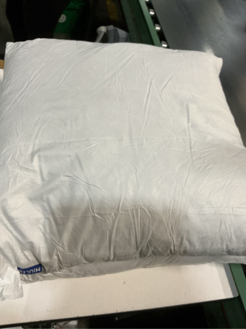 Condition photo showing As Is for MIULEE 26x26 Euro Pillow Inserts,Set of 2 Down Feather Throw Pillows for Couch Sofa Bed, Decorative Fluffy Throw Pillow Inserts Cotton Fabric,White 2 26x26 Inch