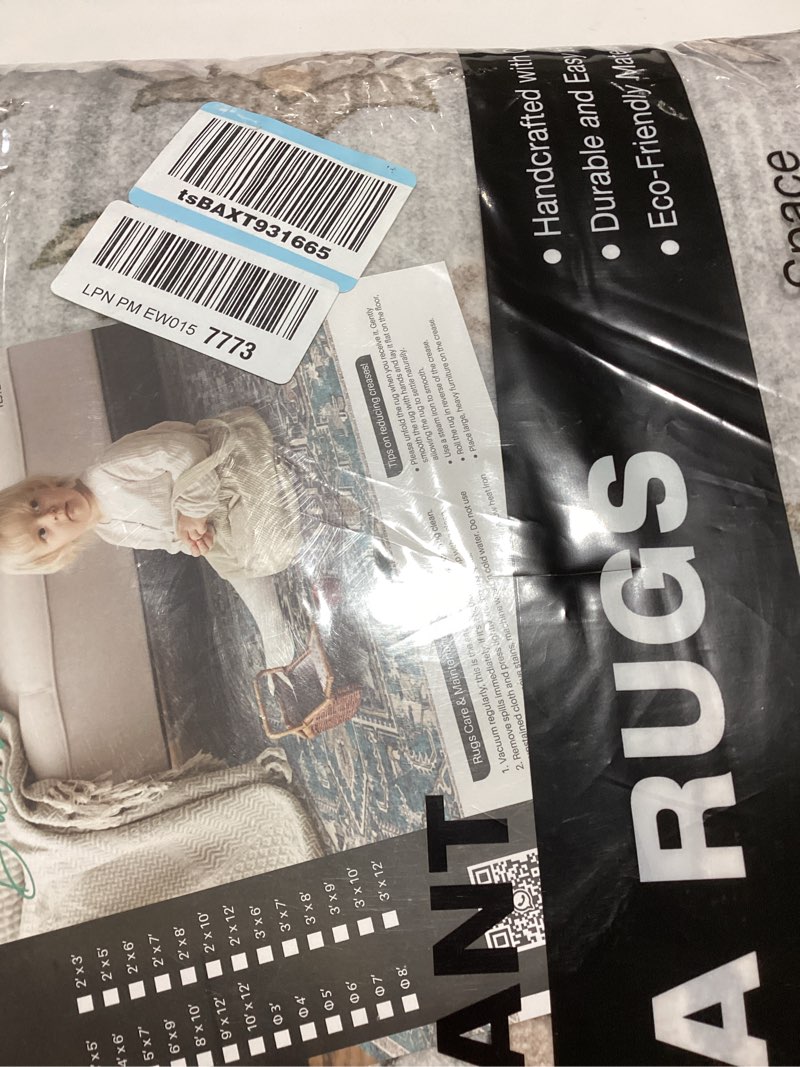 WITSHOCK 8x10 Area Rugs for Living Room: Machine Washable Non Slip Vintage Carpet - Low Pile Lightwe