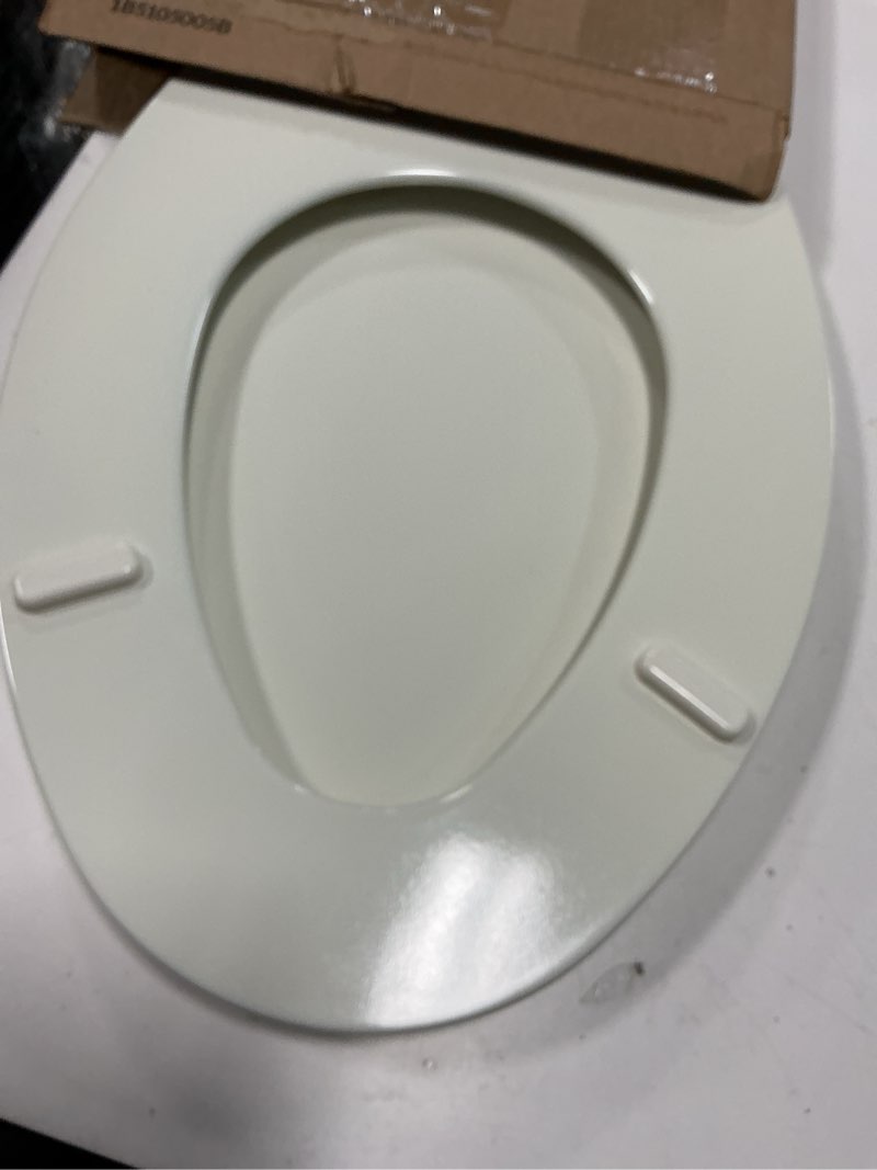 Condition photo showing Good Condition for bemis elongated enameled wood toilet seat in biscuit with easy•clean? hinge