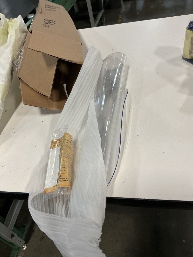 Condition photo showing Good Condition for 18 inch clear round table cover protector, 1.5mm thick plastic desk protector mat, round waterproof oil proof pvc desk cover, vinyl placemats for circle desktop, night stand, coffee sofa table 18" (round) round clear 1.5mm