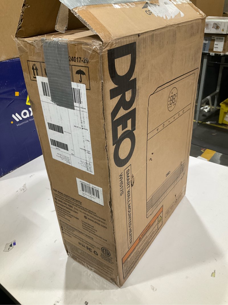 Condition photo showing As Is for DREO Smart Wall Heater, IP24 Electric PTC Space Heaters for Indoor Use, 30° Oscillation, Adjustable Thermostat, Remote Control, Works with Alexa, 24H Timer, Easy-mounted for Office, Bedroom, Home White Standard
