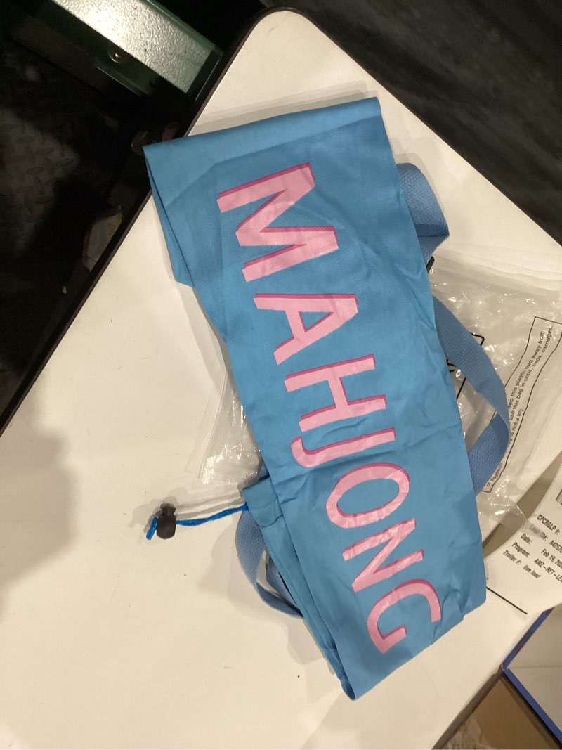 Condition photo showing Good Condition for 34 Inch Long Mahjong Mat Bag Cute Double Strapped Canvas Drawstring Mahjong Holder Lightweight Outdoor Carrying Bag for Board Games Travel Storage-Mat Not Include(Blue,1 Pc) Blue 1