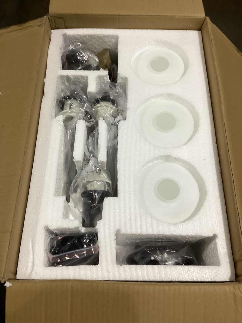 Condition photo showing New/Like New for 3 light farmhouse chandelier with milk white frosted glass shades black dining room light adjustable height ceiling hanging light fixtures for dinner table, kitchen island, entryway 3 light black chandelier