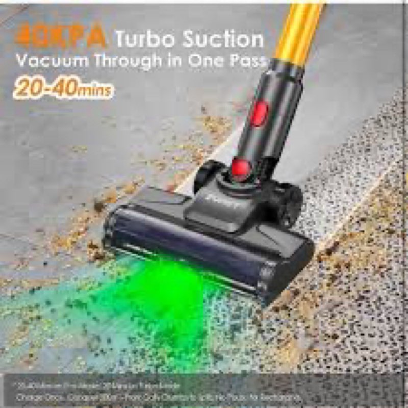 zynet cordless vacuum cleaner, 40kpa/40mins, led display, lightweight stick vacuum with powerful suc