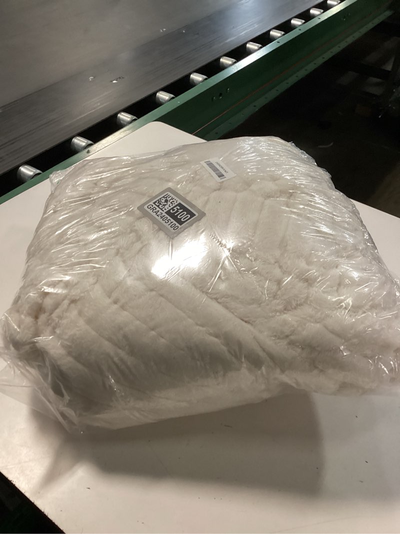 Condition photo showing New/Like New for BEDELITE King Size Blanket for Bed, 300GSM Soft & Warm Fleece Blanket, Decorative and Giftable Striped Cream White Blankets for Women, Men, 108"x90" Cream King(108"x90")