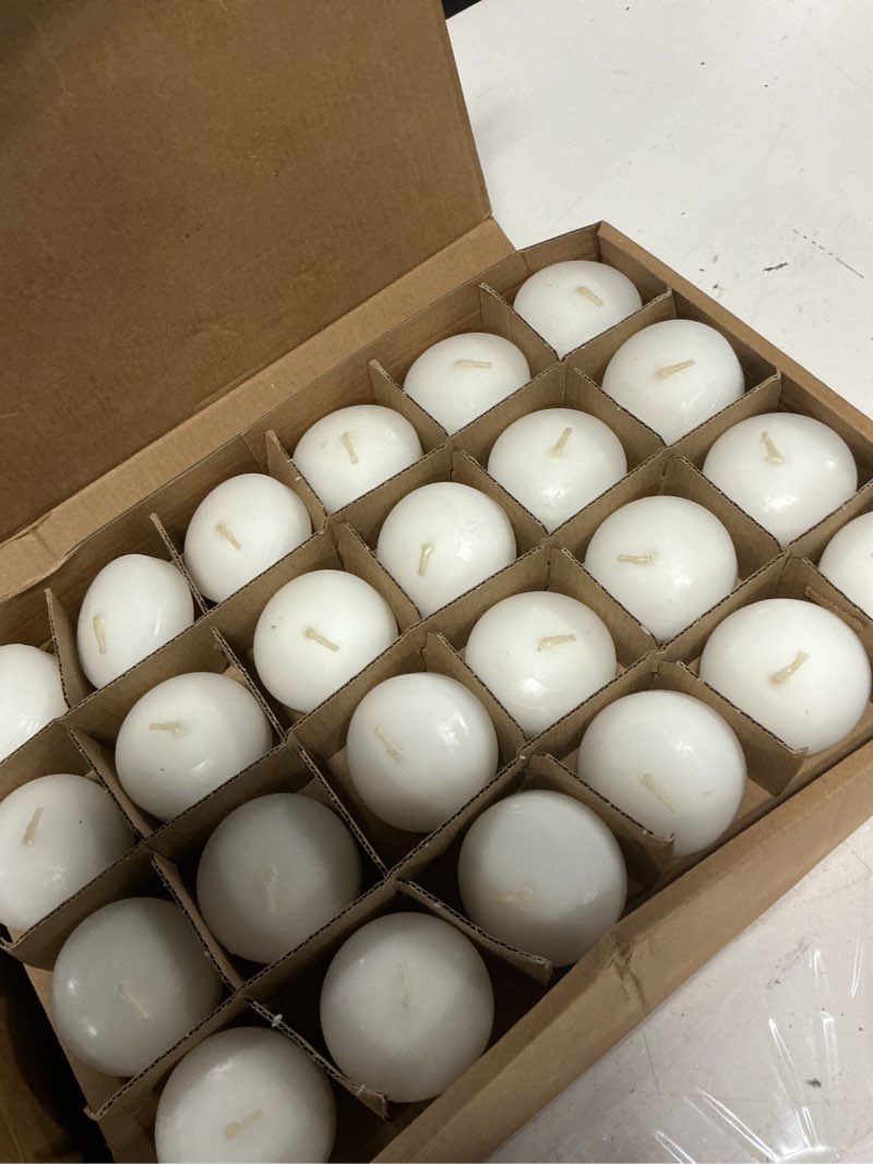 Condition photo showing Good Condition for 48 pack 2 inch white floating candles unscented floating candle for centerpieces 5-6 hours burning 2” floating candle bulk for wedding christmas 2inch 48 pack