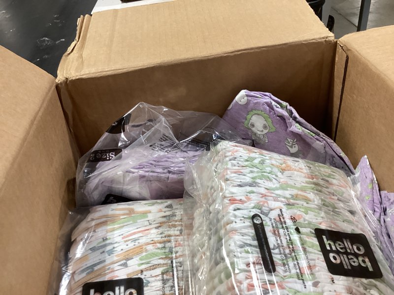 Condition photo showing As Is for hello bello diapers, size 2 (10-16 lbs) surprise pack for girls - 120 count of premium disposable baby diapers, hypoallergenic with soft, cloth-like feel - assorted girl & gender neutral patterns girl/neutral (assorted style) size 2
