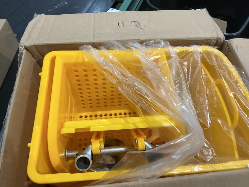 Condition photo showing New/Like New for mind reader mop bucket with wringer (mop not included), 5.5 gallon cleaning bucket with wheels and handle, upward press wringer, small mop compatible, yellow mop bucket only yellow