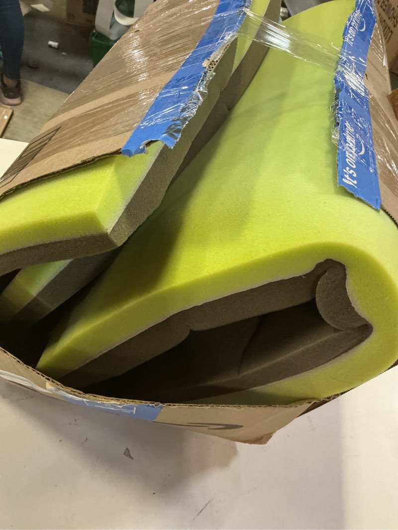 Condition photo showing As Is for couch cushion support for sagging cushions 20''x20'', two in one sofa cushion support to repair sagging seats, lift saggy seats, extend couch's life, blue & grey 3pcs