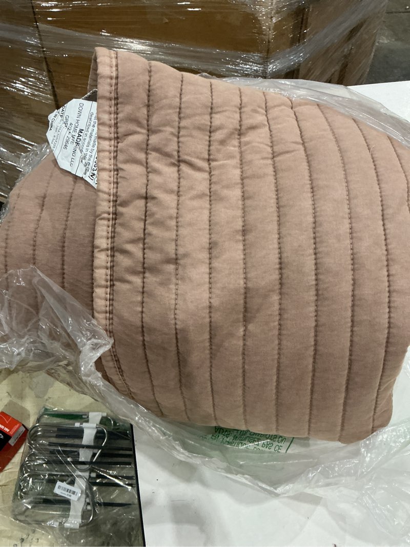 Condition photo showing As Is for evergrace cross stitch pre-washed cotton quilt bedding set queen size, oversized 3 pieces lightweight bedspread coverlet for all season, with 2 matching shams, camel brown, 92"x96" camel brown full/queen (92" x 96")