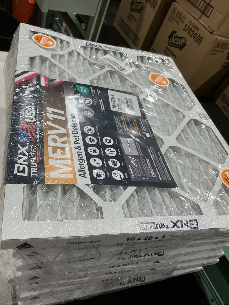 Condition photo showing Good Condition for bnx trufilter 10x10x1 air filter merv 11 (4-pack) - made in usa - allergen defense electrostatic pleated air conditioner hvac ac furnace filters for allergies, dust, pet, smoke, allergy mpr 1200 fpr 7 10x10x1 6-pack