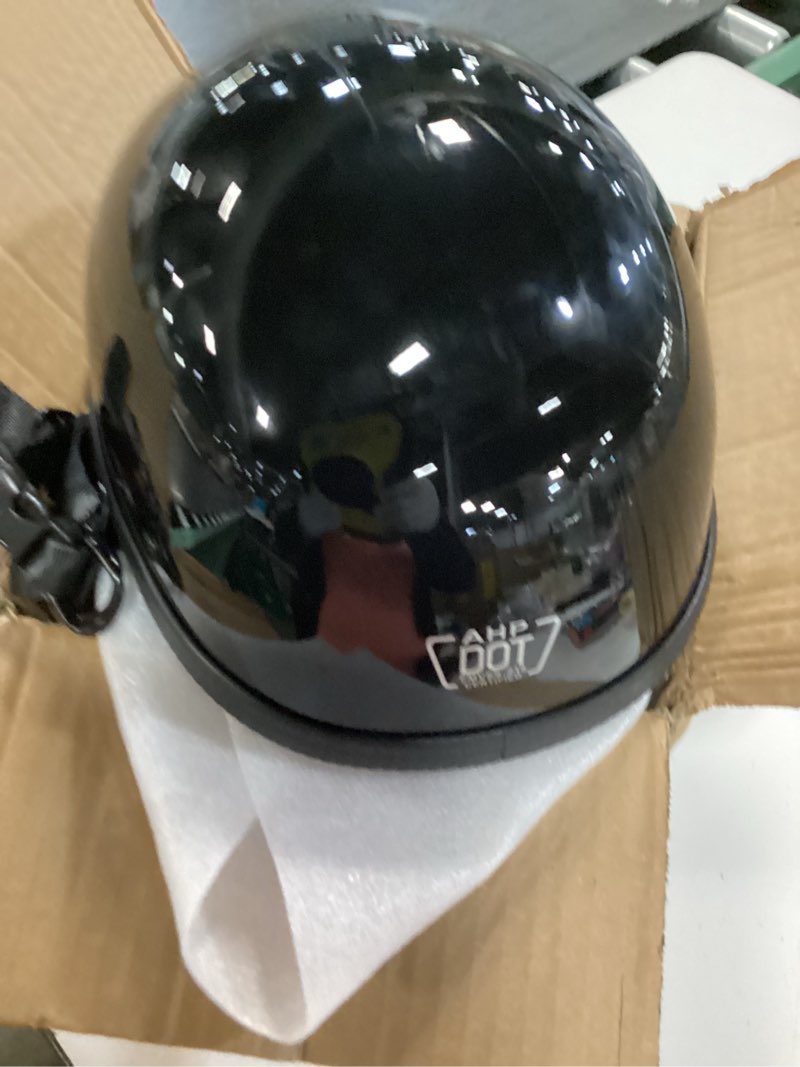 Condition photo showing Good Condition for motorcycle half helmet, dot approved adult men women retro open face helmets, helmet for adults, half shell helmet medium black