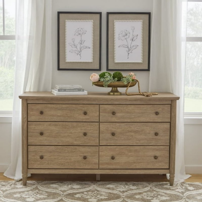 (incomplete) my texas house monroe 6-drawer dresser, brushed oak finish