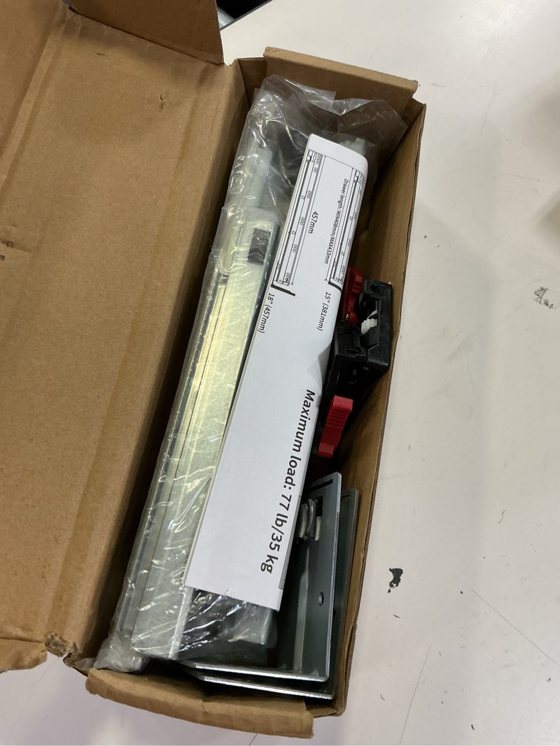 Condition photo showing Good Condition for soft close bottom mount drawer slides 9 inch rails with rear mounting bracket locking devices screws for face frame or frameless application?9 inch, 1 pair? 9 inch 1 pair
