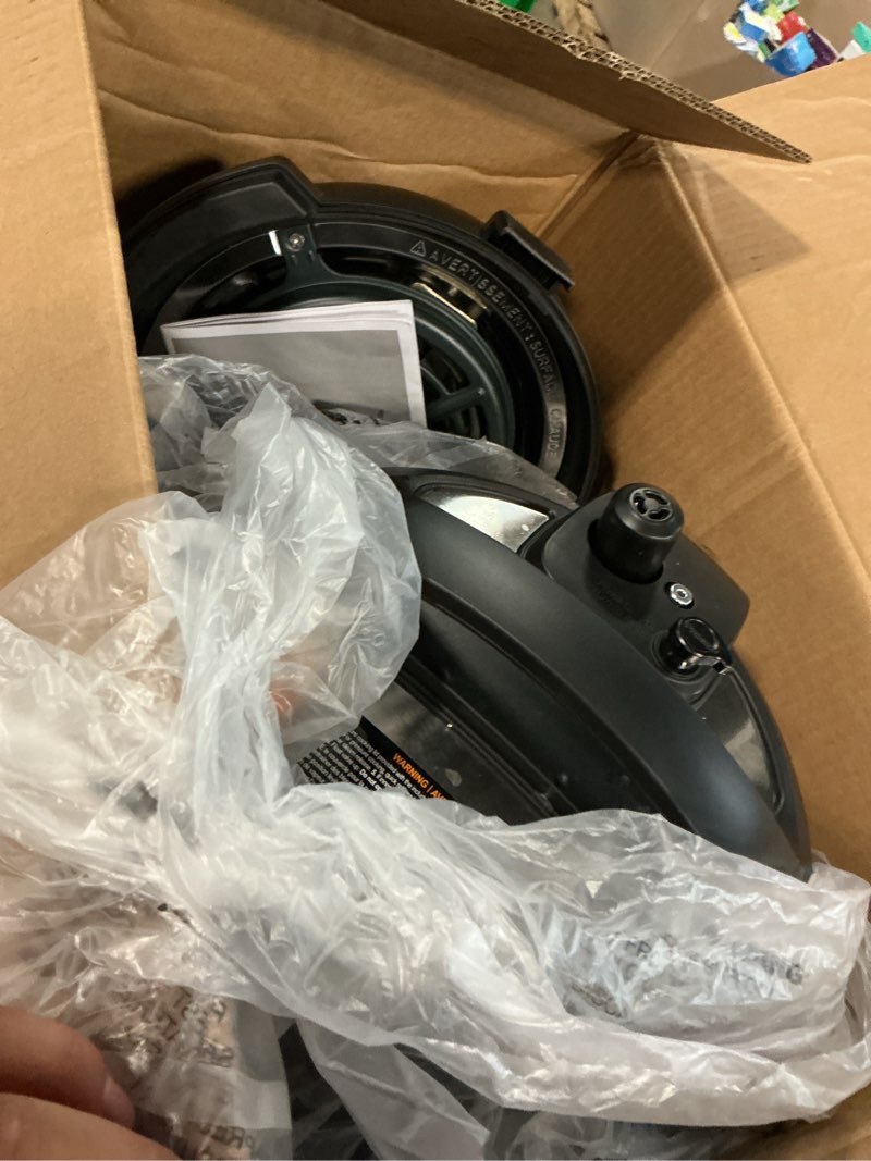 Condition photo showing As Is for instant pot duo crisp 11-in-1 air fryer and electric pressure cooker combo with multicooker lids that air fries, steams, slow cooks, sautés, dehydrates, & more, free app with over 800 recipes, 6 quart 6 qt