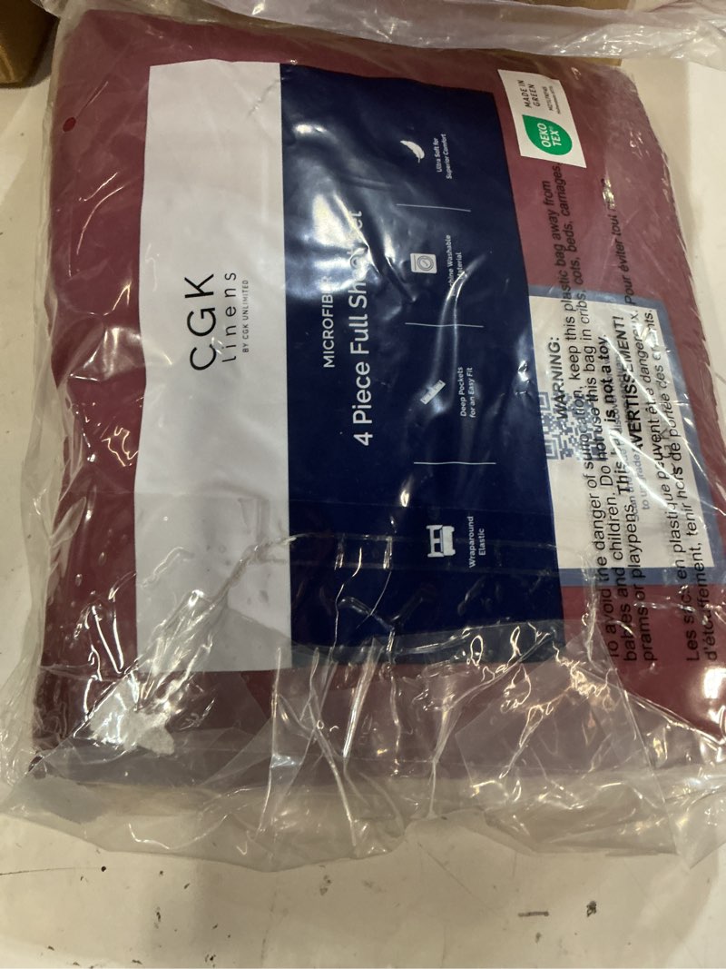 Condition photo showing New/Like New for full size 4 piece sheet set - comfy breathable & cooling bed sheets set - hotel luxury bedding for women, men, kids, teens, boys & girls - deep pockets, ultra-soft, wrinkle free - oeko-tex - burgundy 27 - burgundy full
