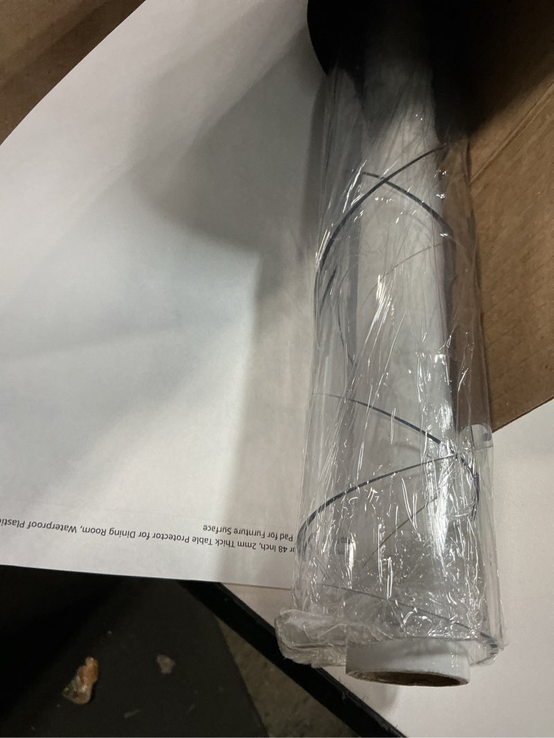Condition photo showing New/Like New for LovePads Round Clear Table Cover Protector 48 Inch, 2mm Thick Table Protector for Dining Room, Waterproof Plastic Cover PVC Vinyl Tablecloth, Circle Tabletop Protective Pad for Furnture Surface 48" (Round) Clear 2mm