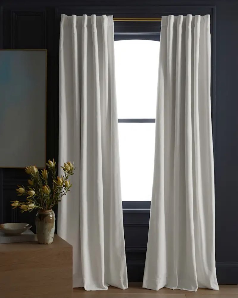 cotton velvet true blackout curtain, 48x96, ivory