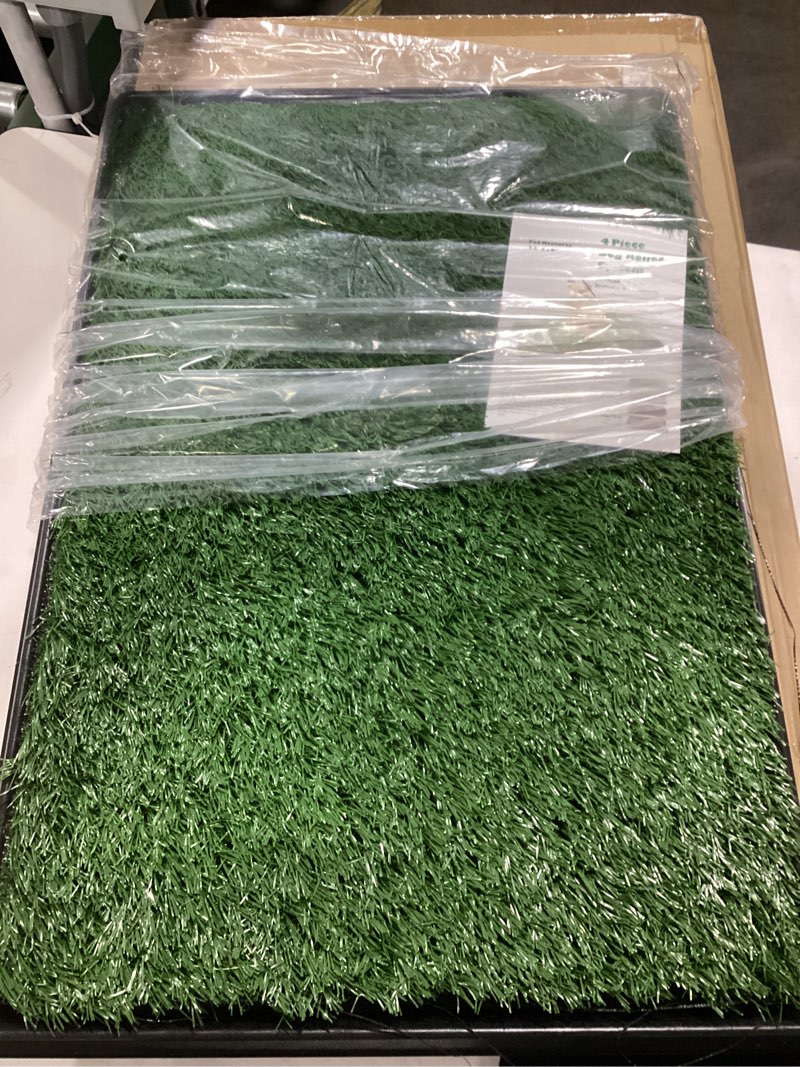 Condition photo showing New/Like New for artificial grass puppy pee pad for dogs and small pets - 20x30 inch, reusable 3-layer turf pads for dogs with tray - indoor and outdoor fake grass potty pet supplies by petmaker