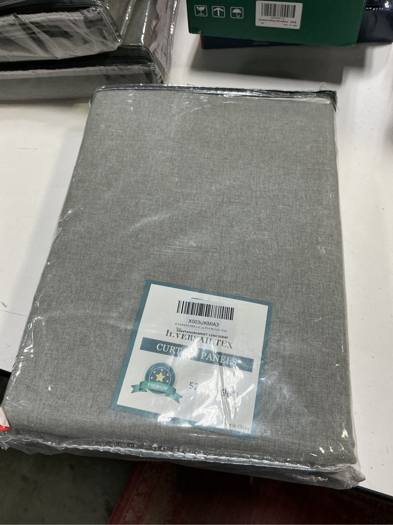 Condition photo showing New/Like New for H.VERSAILTEX Room Darkening Farmhouse Curtains 96 inches Long 2 Panel Set,Faux Linen Textured Light Filtering Grommet Curtain for Living Room/Bedroom- Drapes for Home Decor,W52 x L96, Heather Grey 52"W x 96"L (Pack of 2) Heather Grey