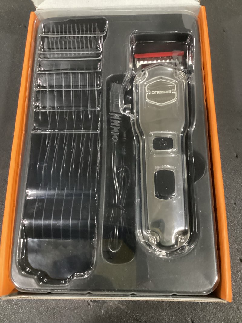 Condition photo showing Good Condition for oneisall dog clippers for grooming for thick heavy coats/low noise rechargeable cordless pet shaver with stainless steel blade/waterproof dog shaver for dogs pets and animals (sliver) silver