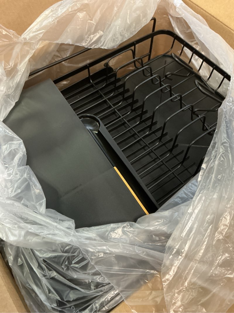 Condition photo showing Good Condition for Kitsure Large Dish Drying Rack - Extendable Dish Rack, Multifunctional Dish Rack for Kitchen Counter, Anti-Rust Dish Drainers with Cutlery & Cup Holders 19.2"-26.7" L x 12.9" W, Black Standard Black