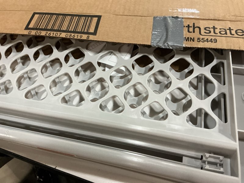 Condition photo showing Good Condition for MYPET North States Universal Pet Gate: 26” - 42” Wide Dog Gate. Use as Pressure Mounted Gate or Swinging Door with Included Hardware. Dog Gates for Doorways, 26" Tall, Gray