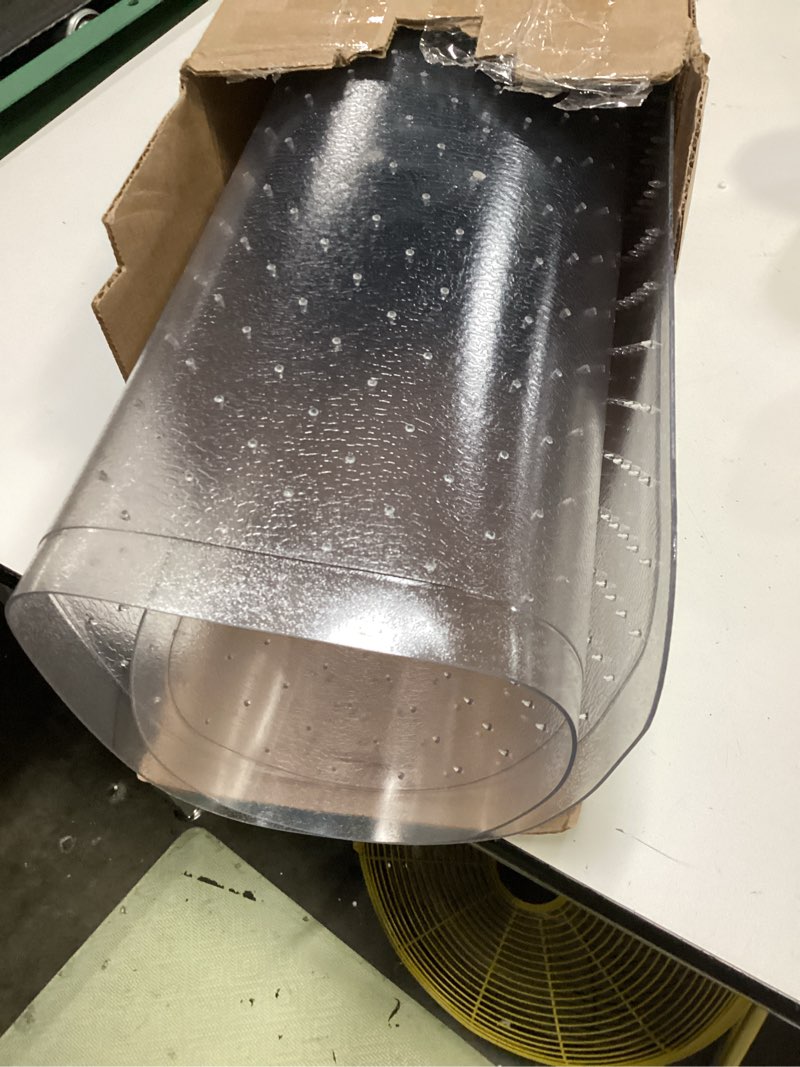 Condition photo showing Good Condition for amazon basics office chair mat for low pile carpeted floors with lip, protects carpets, studded backing, 36" x 48", clear 36” x 48” with lip