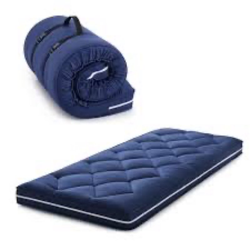 Jamdok 4Inch Twin Floor Mattress,3 Layer Structure Cot Mattress Topper,Gel Memory Foam Futon Mattress,Removable Thickened Cover,Portable Roll Up Sleep Pad (Blue, 75X38“) Blue Twin:75"x38"