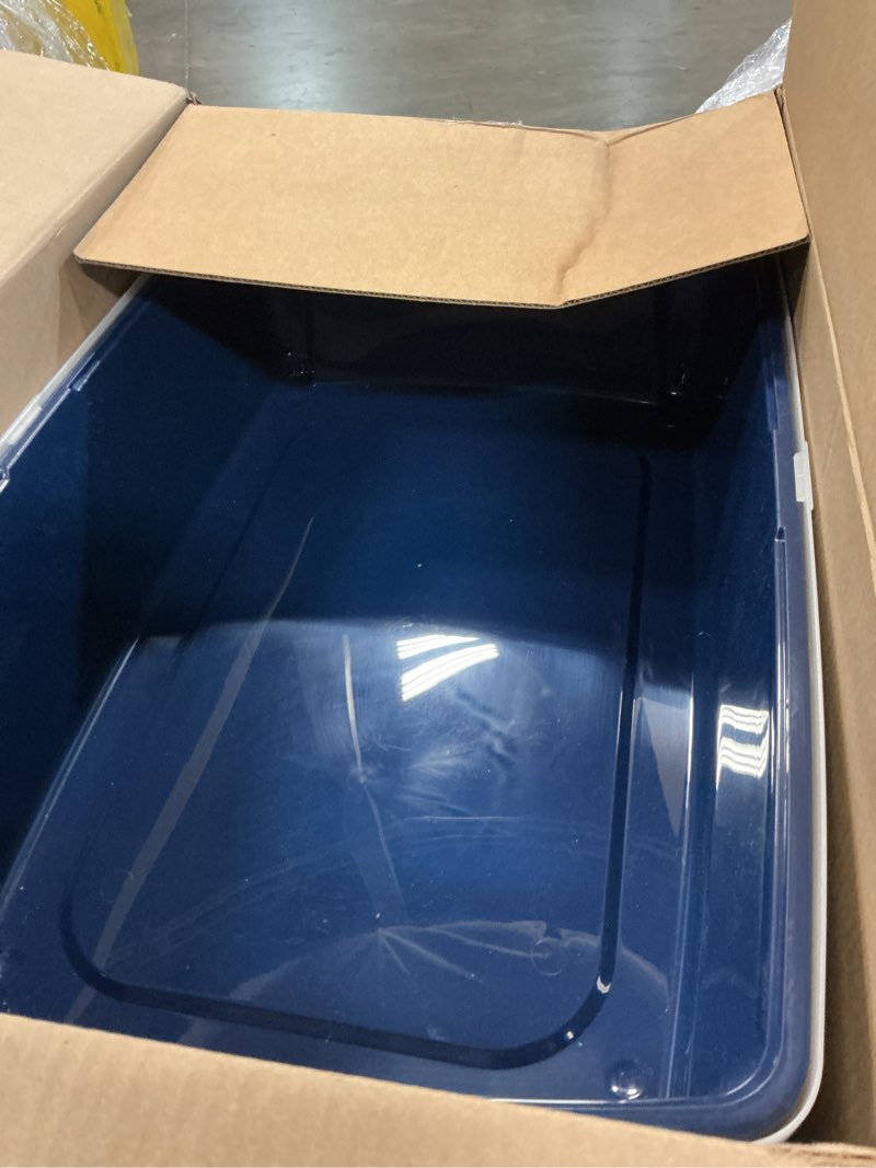 Condition photo showing Good Condition for iris usa xx-large side entry cat litter box, open top extra large litter box for big cats and multi-cat households, high sided scatter shield, easy to clean, 30" l x 20" w x 14" h, navy xxl - side entry navy