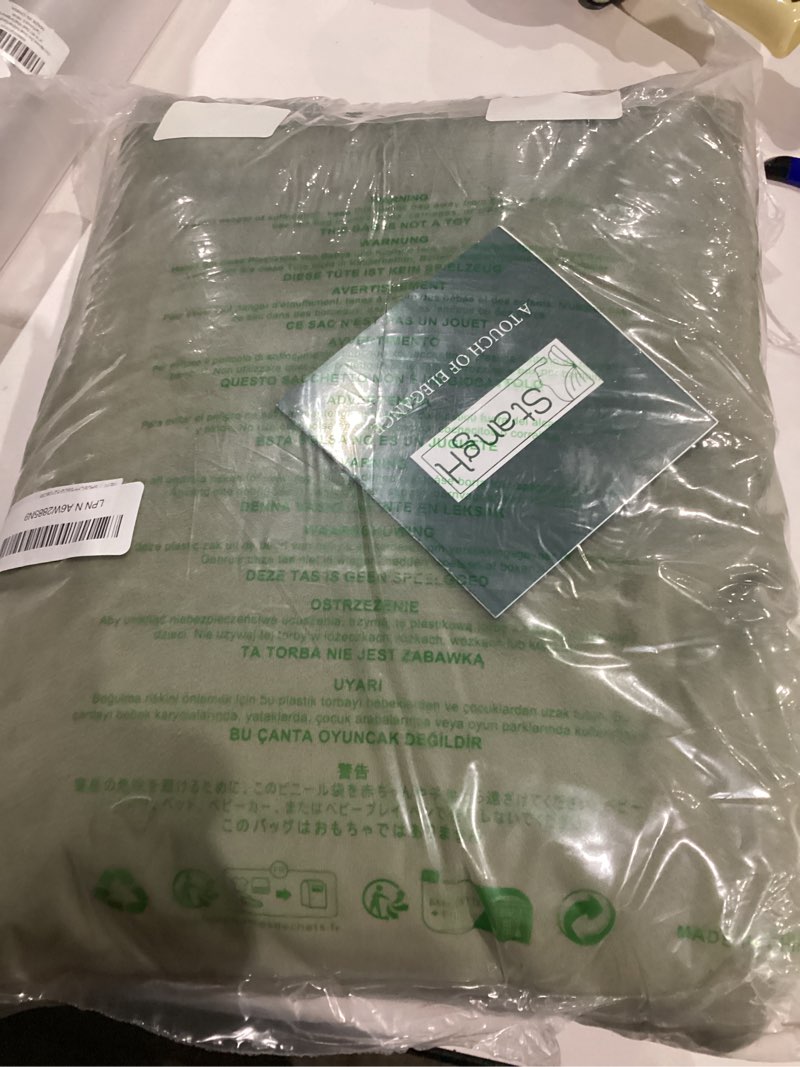Condition photo showing As Is for StangH Extra Long Sage Green Velvet Curtains 108 inches - Large Window Thermal Insulated Luxury Drapes in Lively Color for Bedroom/Sliding Door/Hall, W52 x L108, 2 Panels 52"W x 108"L (Pack of 2) Green Series - Sage Green