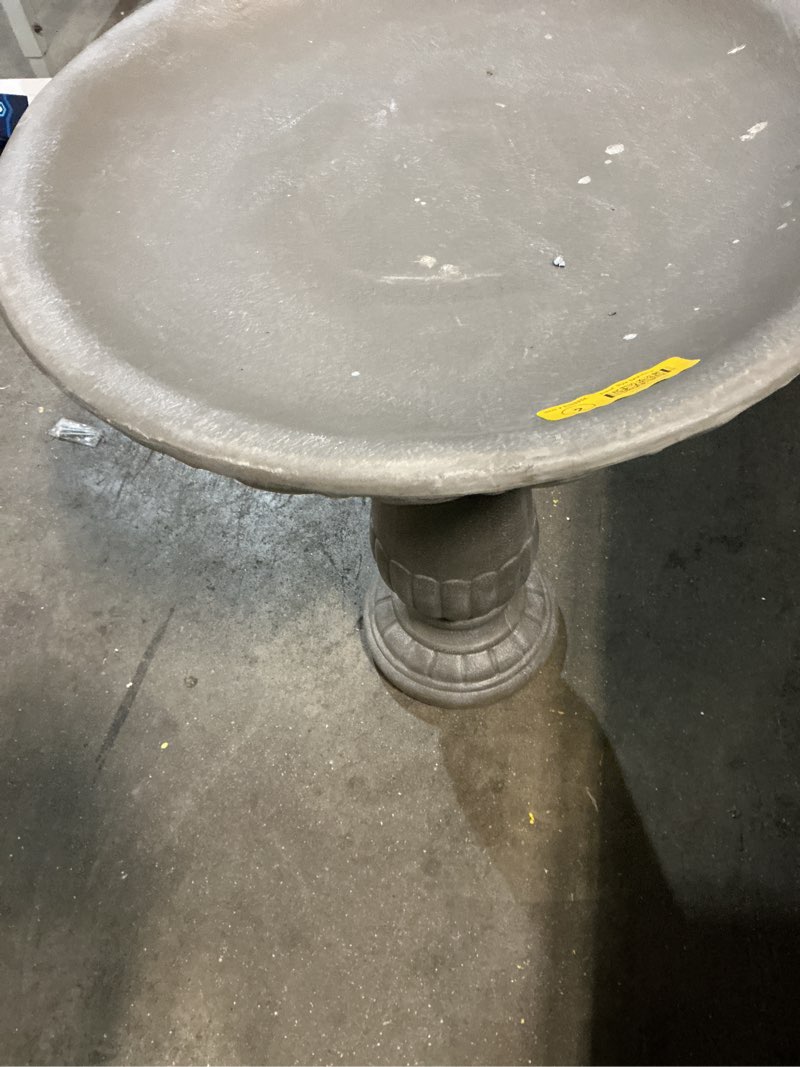 Condition photo showing As Is for style selections 25-in h gray resin complete birdbath
