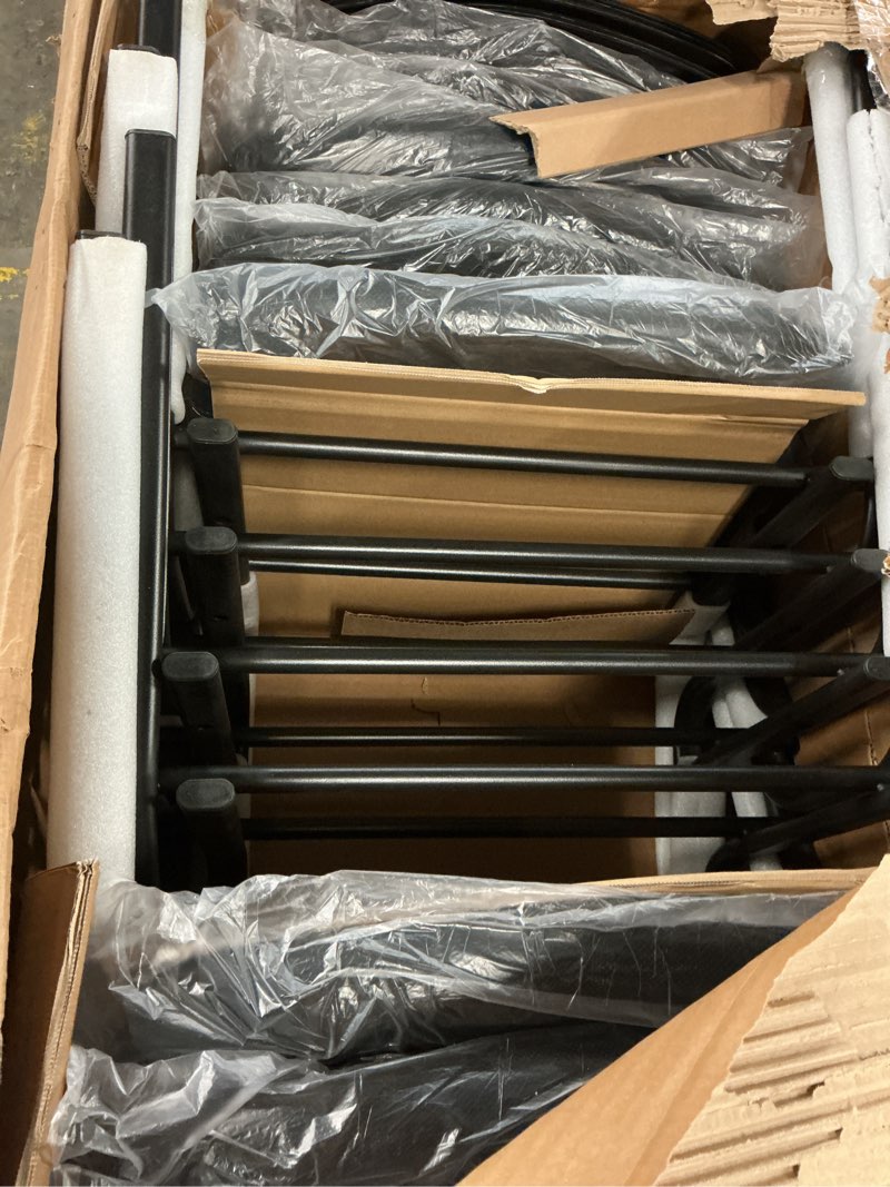 Condition photo showing New/Like New for set of 5 stackable reception guest chairs with waterfall seat and metal frame-black