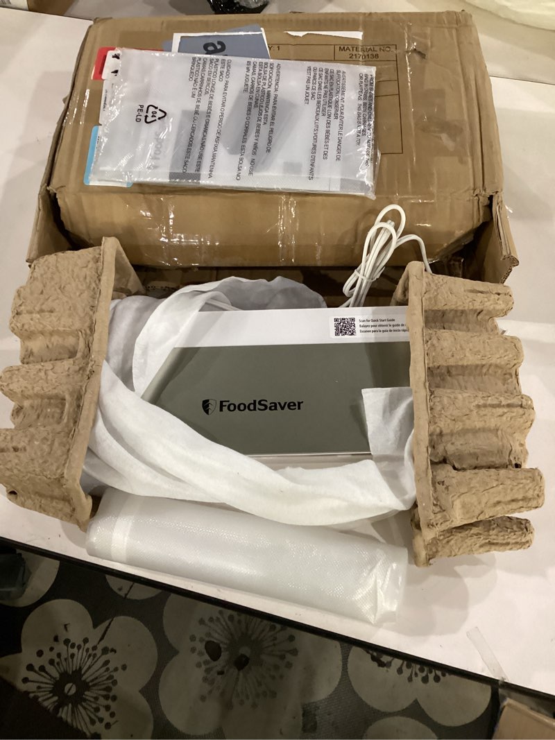 Condition photo showing Good Condition for not tested**** foodsaver compact vacuum sealer machine with airtight bags and roll - ideal for sous vide and airtight food storage, white