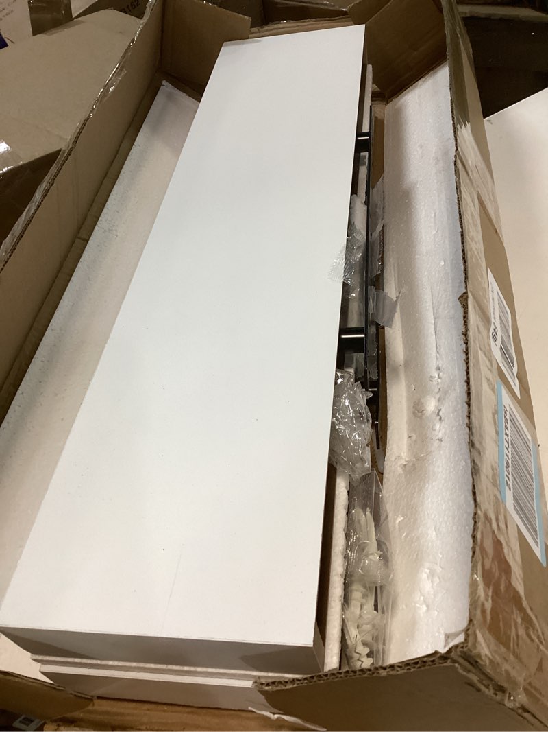 Condition photo showing Good Condition for BAMEOS Floating Shelf,Wall Shelf,Decor Wall Mounted Shelves,Hanging Shelf Set L24xW6 for Bathroom Kitchen Living,Kitchen,Room Bedroom Storage,White 24x6 White