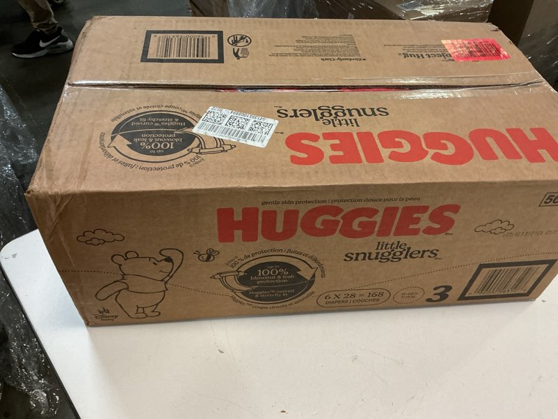 Condition photo showing New/Like New for (Size 3)Huggies Size 3 Diapers, Little Snugglers Baby Diapers, Size 3 (16-28 lbs), 168 Count (6 Packs of 28), Packaging May Vary Size 3 168