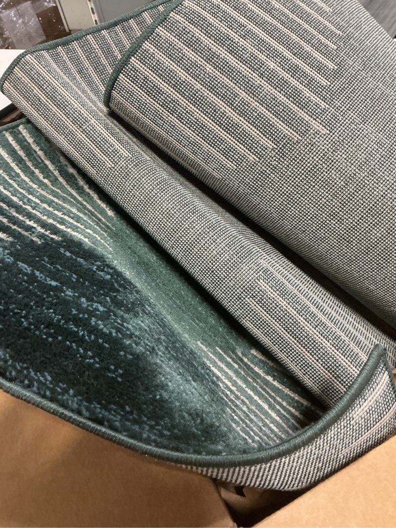 Condition photo showing Good Condition for Rugshop Bohemian Stripe Stain Resistant High Traffic Living Room Kitchen Bedroom Dining Home Office Area Rug 2' x 7' Teal