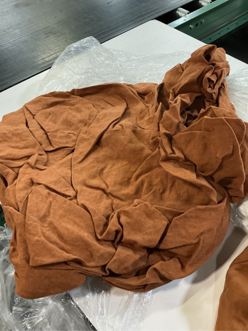 Condition photo showing Good Condition for european linen fitted sheet set solid: terracotta(king)