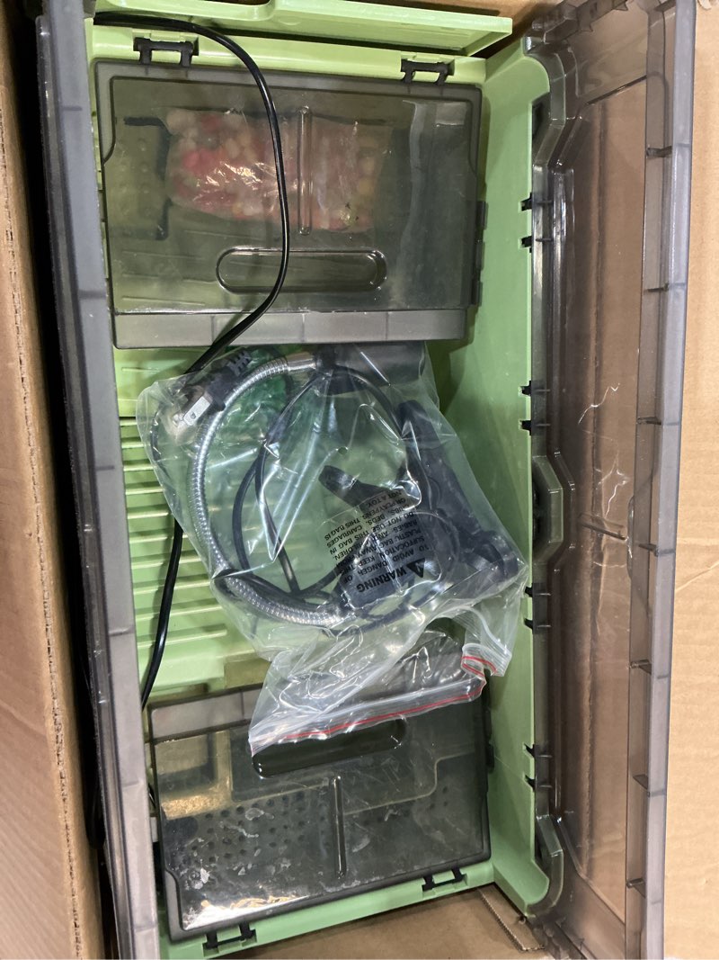 Condition photo showing As Is for runduck turtle habitat tank kit– fresh filtration, waterplay fun, diverse living, heat lamp, water pump and convenient water changes in tanks habitat kits turtle cage (green, large) large green