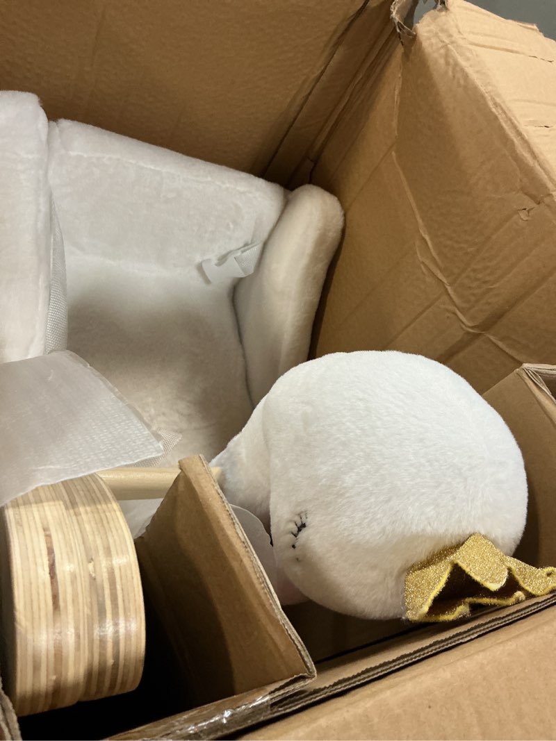 Condition photo showing Good Condition for labebe kids rocking horse white swan, stuffed animal wooden rocker for children 6 months boys and girls/nursery christmas, birthday gift (rocking swan)