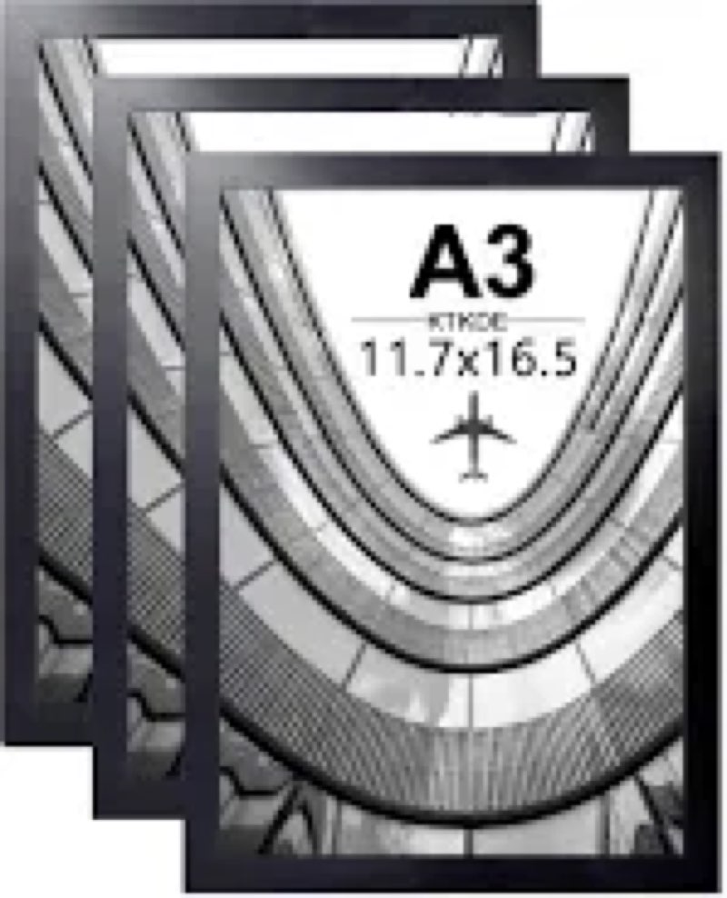 (Only 1 piece)KTKDE A3 Poster Frame set of 3,Black Wooden Picture Frame -16.5x11.7in Photo Frame,Certificate Frame